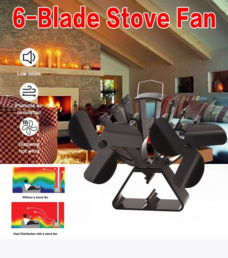 Double Bladed Twin Motor Eco Stove Top Fan Portable for Gas Fireplace Wood Stove